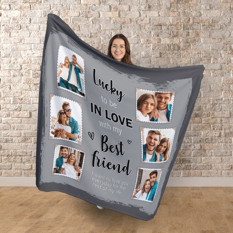 Personalised Lucky To Be In Love With - 150 x 150cm Fleece Blanket