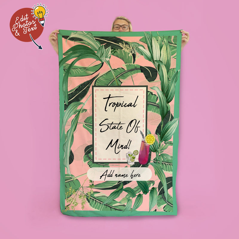 Tropical State Of Mind - Pink - Beach Towel