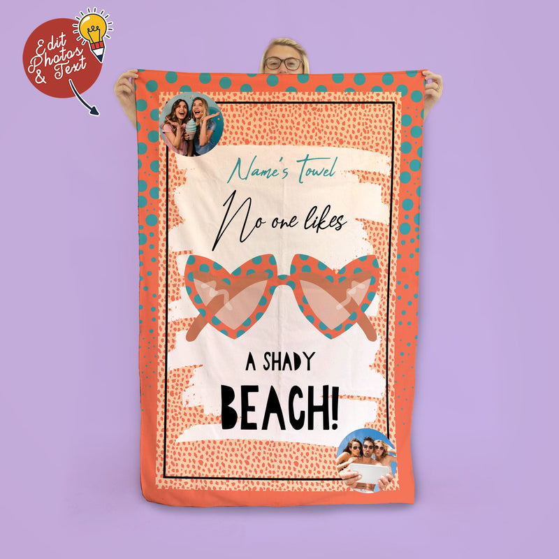 Shady Beach - Red Boarder - Beach Towel