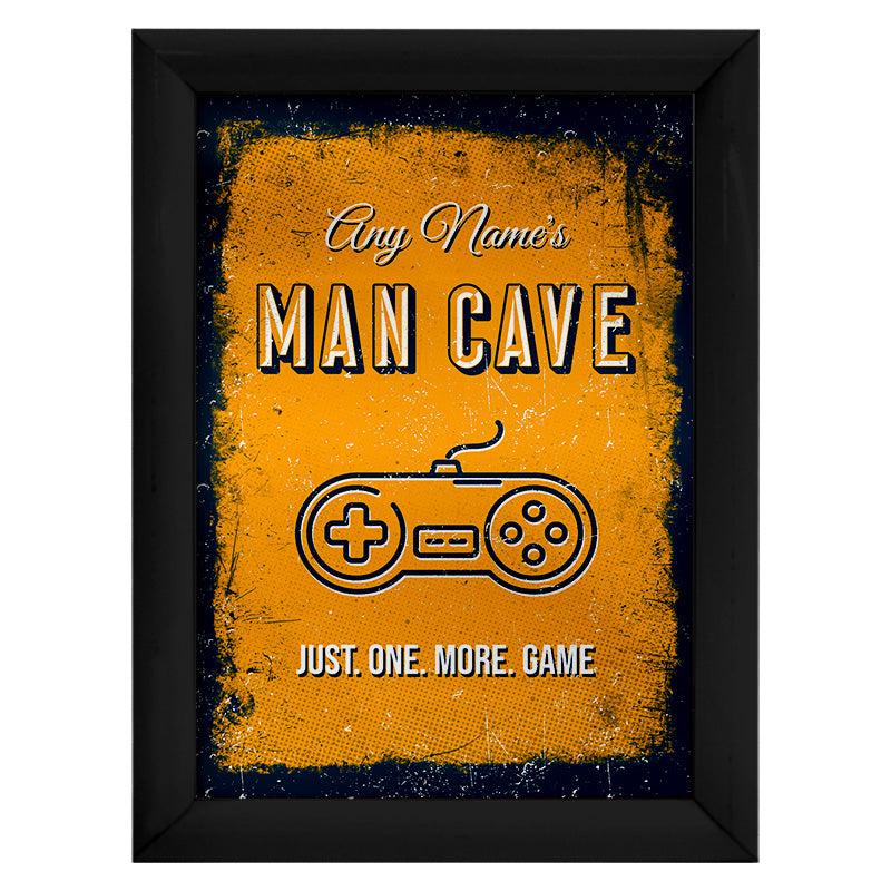 Personalised Man Cave - Gaming - A4 Metal Sign Plaque - Frame Options Available