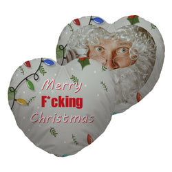 Merry F*cking Christmas - Heart Shaped Photo Cushion