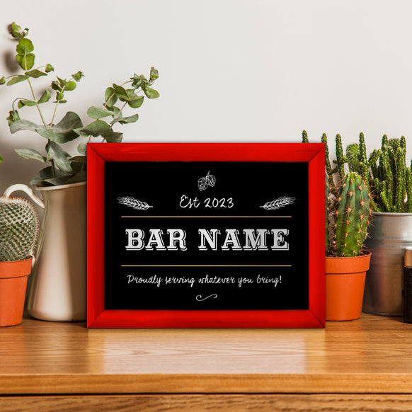 Personalised Proudly Serving Bar - A4 Metal Sign Plaque 