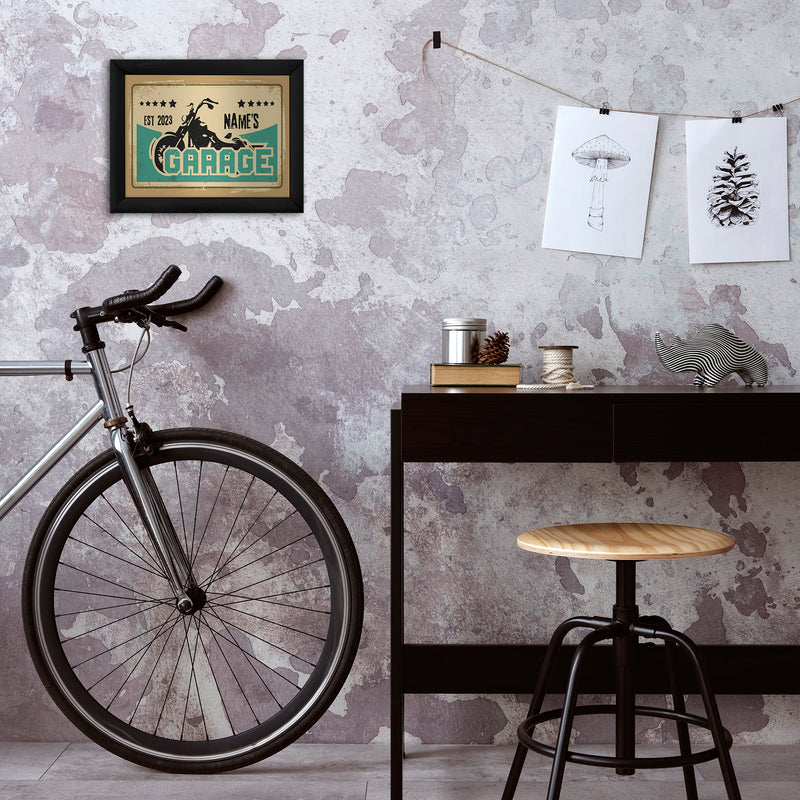 Personalised Biker Garage - A4 Metal Sign Plaque