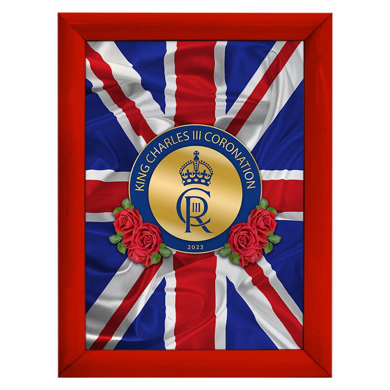 King Charles Coronation - Roses - A4 Metal Sign Plaque - Frame Options Available