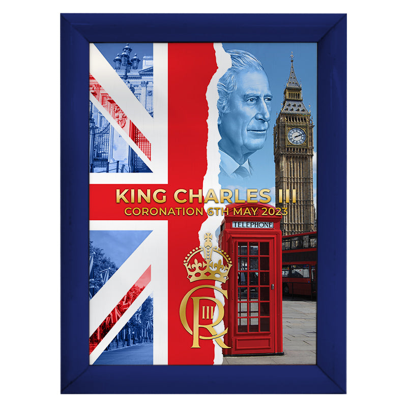 King Charles Coronation - Photo Collage - A4 Metal Sign Plaque - Frame Options Available