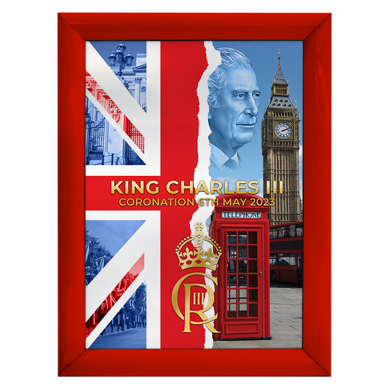 King Charles Coronation - Photo Collage - A4 Metal Sign Plaque - Frame Options Available