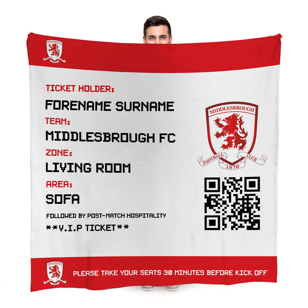 Middlesbrough FC - FD Ticket Fleece Blanket - Officially Licenced