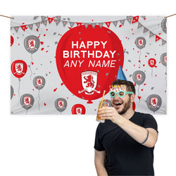 Middlesbrough FC Personalised Football Birthday Banner