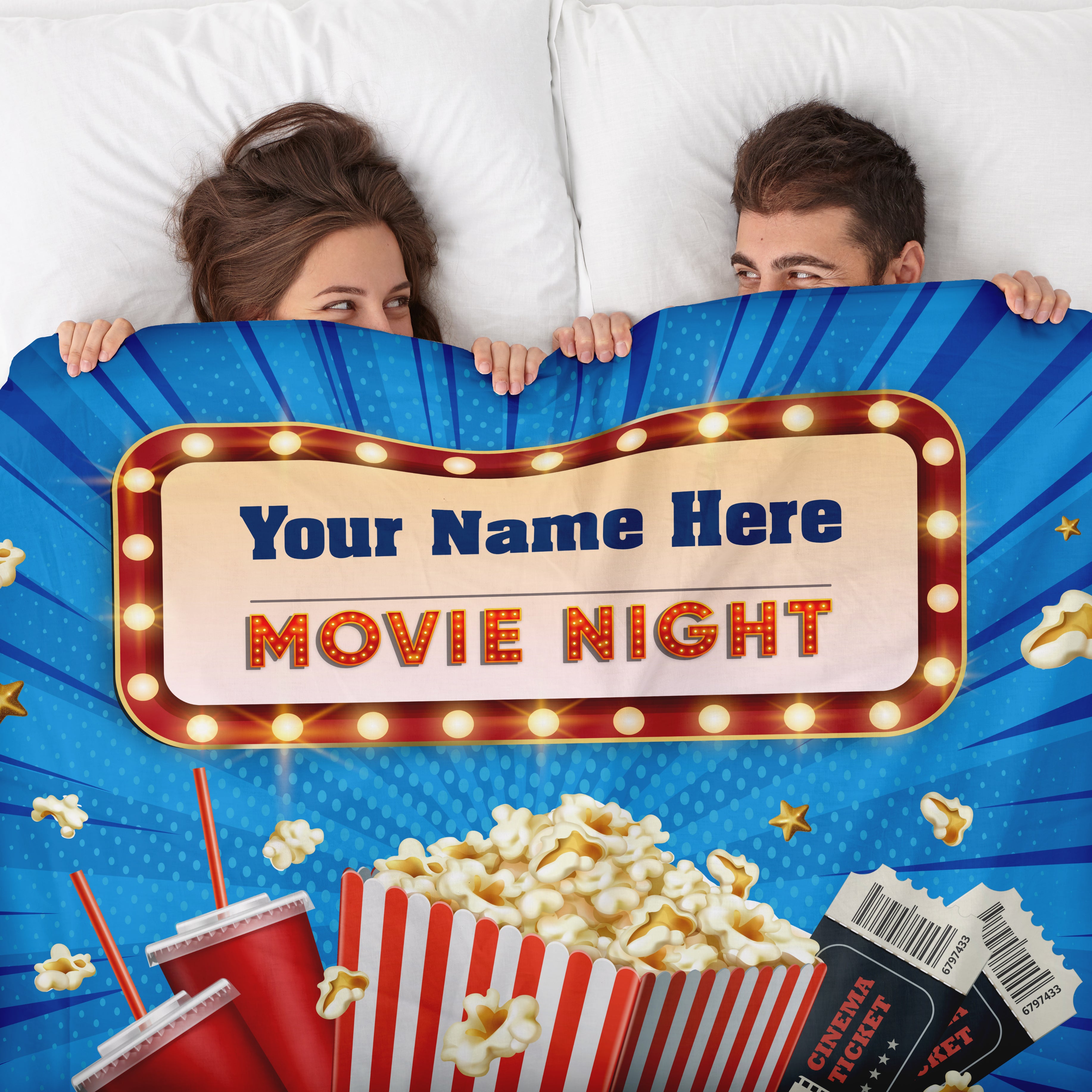 Personalised Movie Night - 150 x 150cm Fleece Blanket