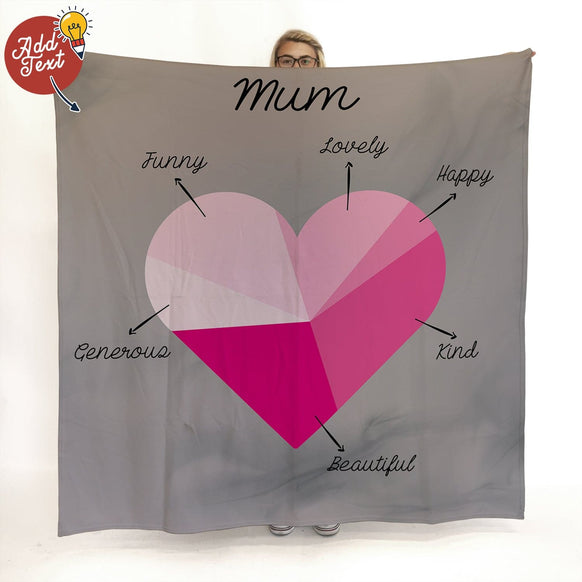 Love Heart Pink Pie Chart - Add Your Text - Fleece Blanket