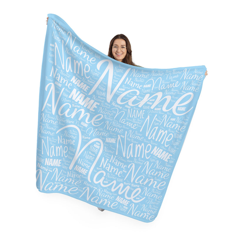 Personalised Name Blanket | Kids Large Fleece Throw Gift - 150cmv- Blue