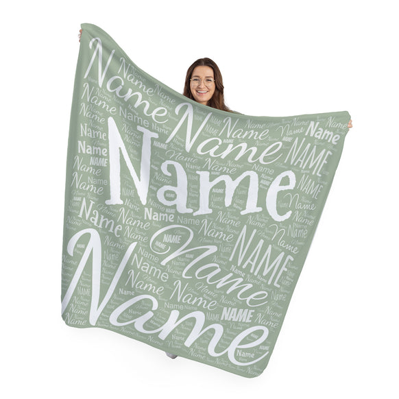 Personalised Name Blanket | Kids Large Fleece Throw Gift - 150cm - green
