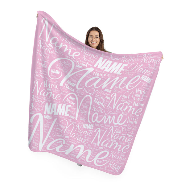 Personalised Name Blanket | Kids Large Fleece Throw Gift - 150cm Pink