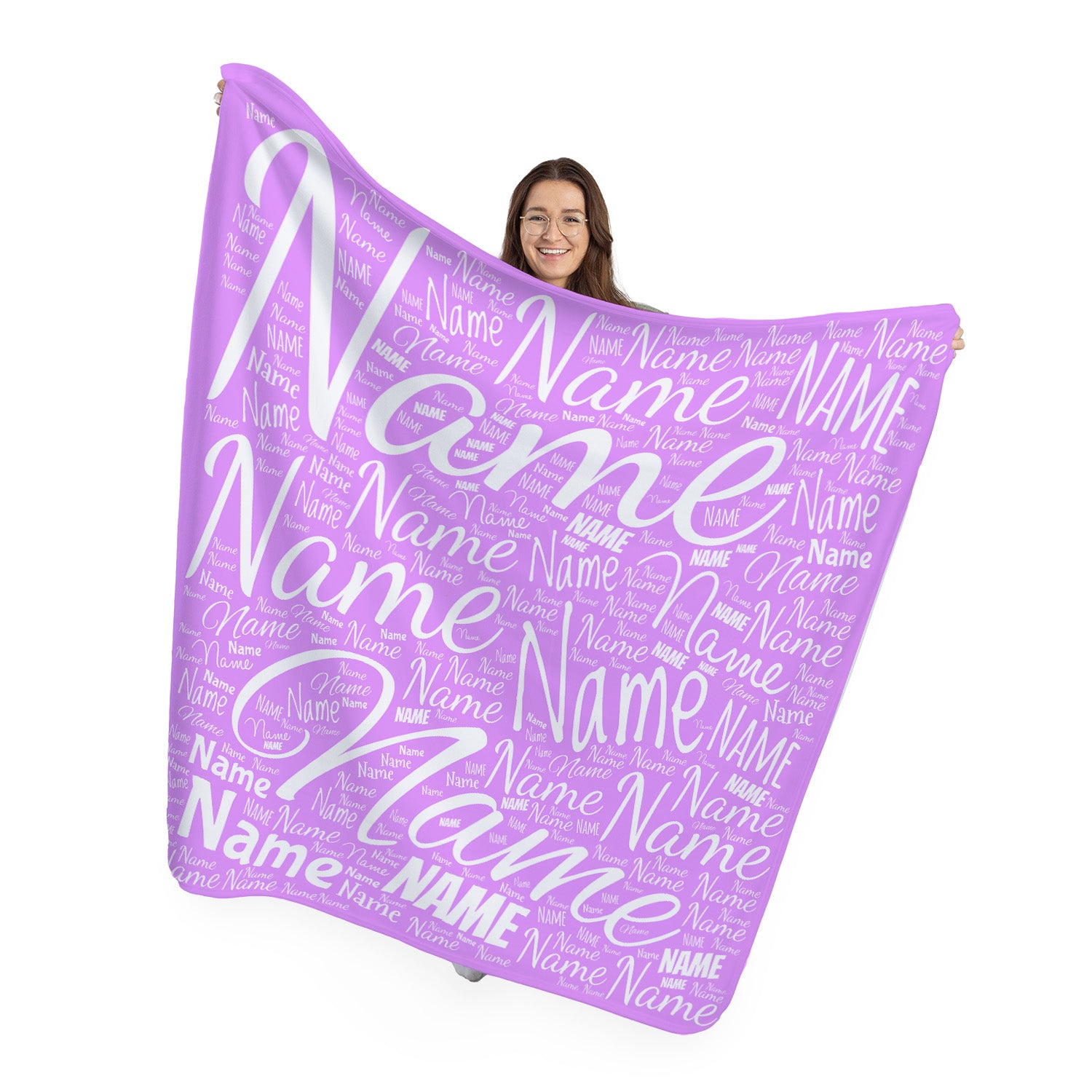 Personalised Name Blanket | Kids Large Fleece Throw Gift - 150cm Purple