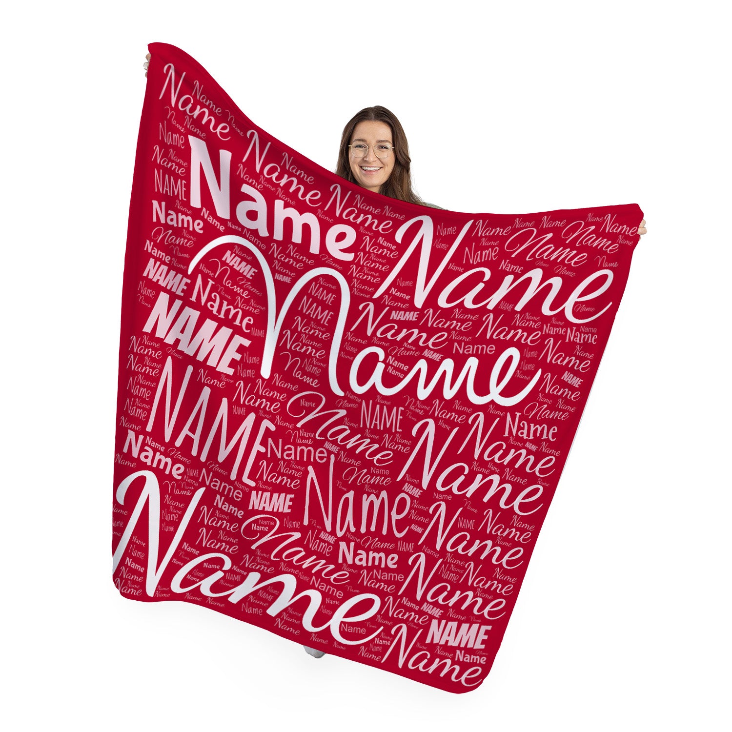 Personalised Name Blanket | Kids Large Fleece Throw Gift - 150cm - red