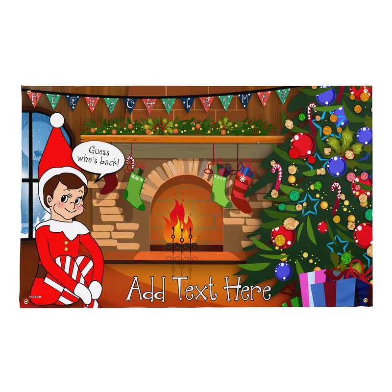 Personalised Christmas Naughty Elf - Add Any Text - 5FT X 3FT