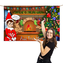 Personalised Christmas Naughty Elf - Add Any Text - 5FT X 3FT
