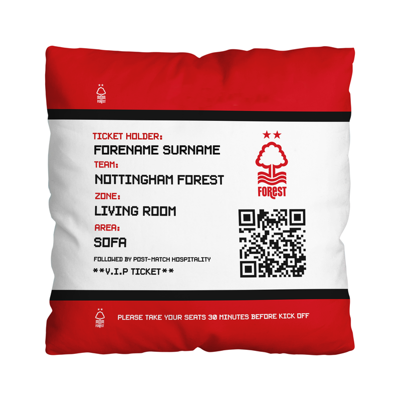 Nottingham Forrest FC - Football Ticket 45cm Cushion - Officially Licenced