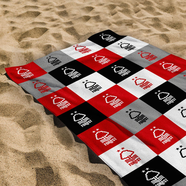 Nottingham Forest FC Chequered - Personalised Beach Towel