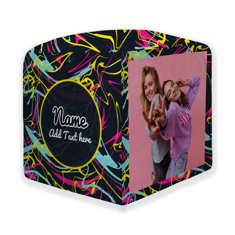 Personalised Paint Marble Photo Cube Cushion - Two Sizes