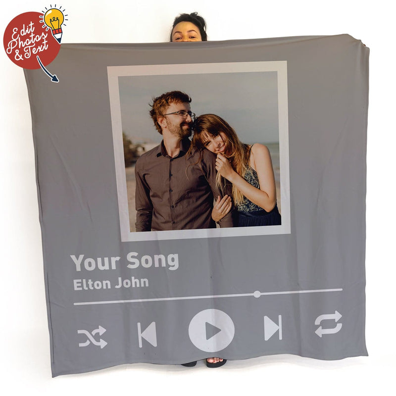 Personalised Song Photo Blanket - 1 Photo - Personalised Fleece
