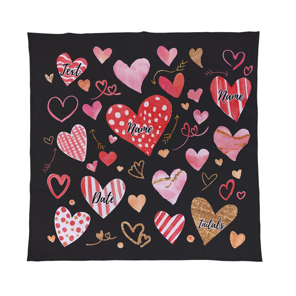 Valentines Day Text Hearts - Personalised Fleece Blanket