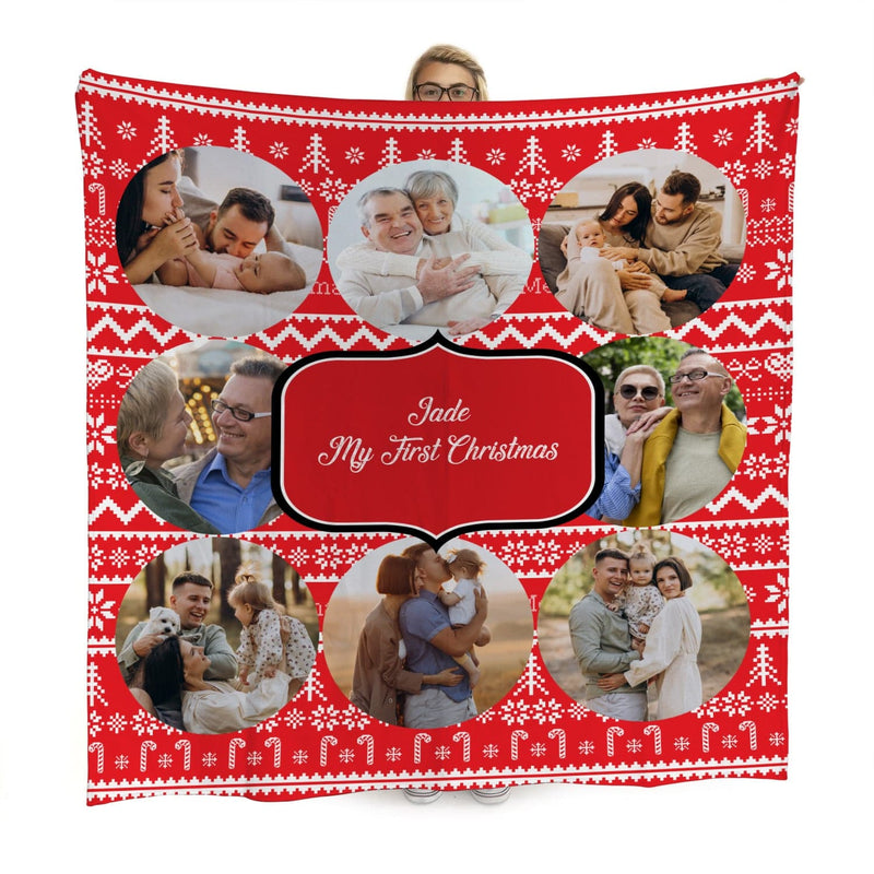 Red Christmas Jumper Blanket - 8 Photo - Personalised Fleece