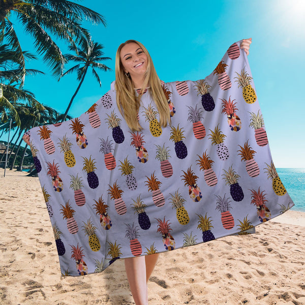 Hooded Towel - Pineapples - Purple