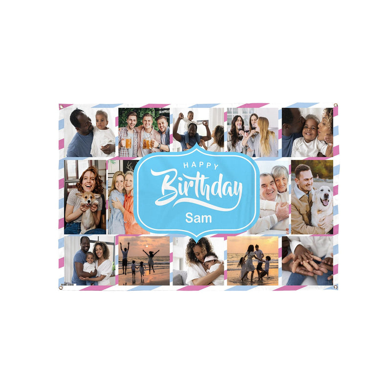 Personalised Happy Birthday Banner - 5 Colour Options - 5ft x 3ft