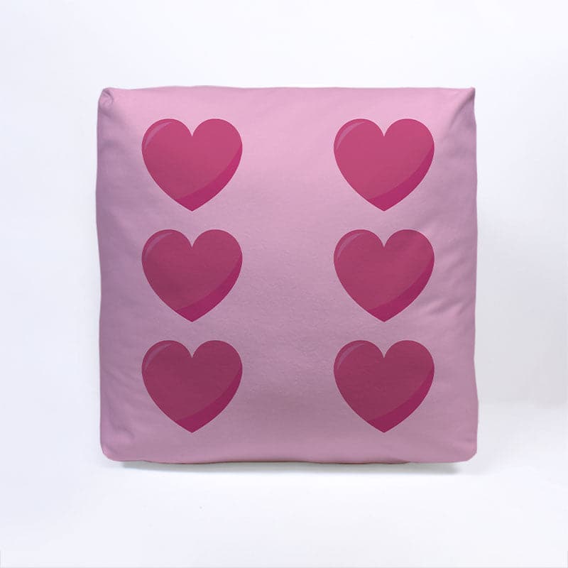 Pink Hearts Dice Cube Cushion - 10"