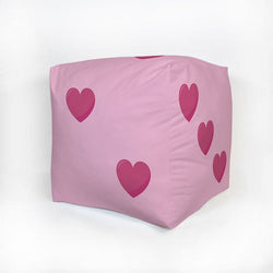 Pink Hearts Dice Cube Cushion - 10"
