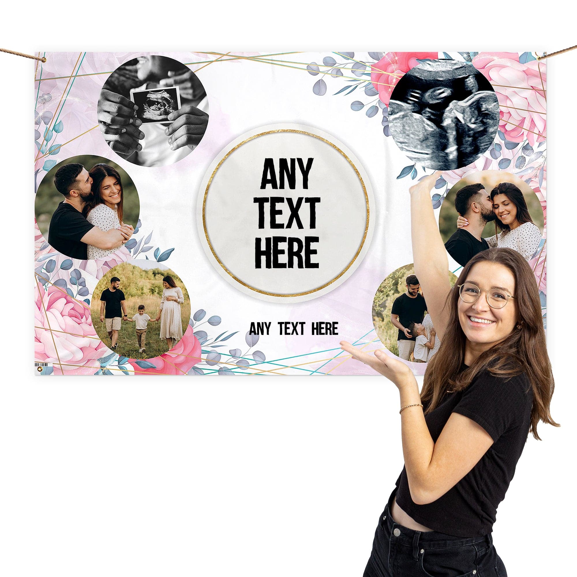 Personalised Fabric Floral Photo Banner