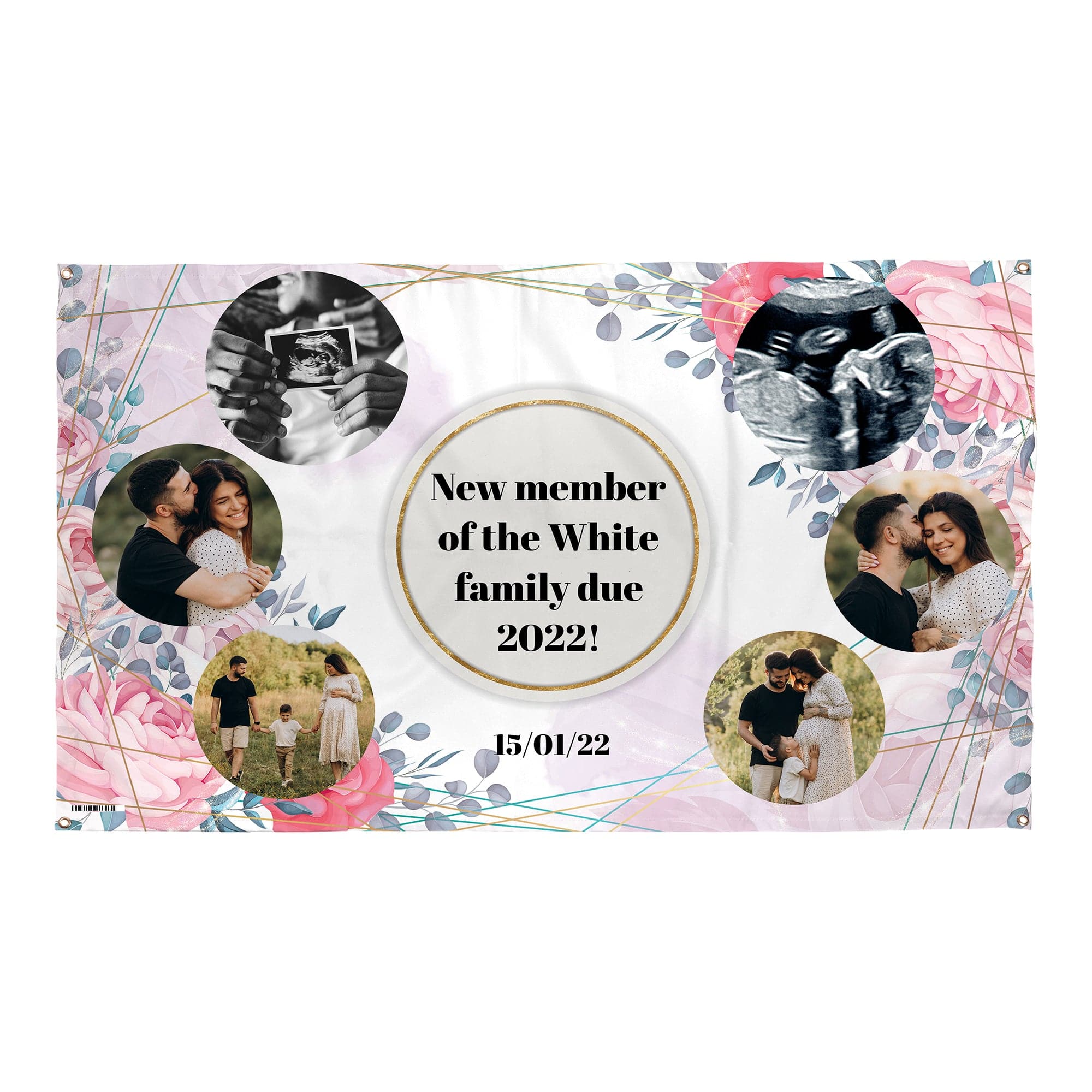 Any Occasion Floral Photo Banner - 2 Colourways - Edit text - 5FT X 3FT