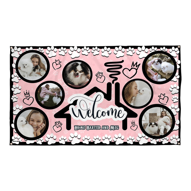 Welcome Paws Blue Photo Banner - 3 Colourways -Edit text - 5FT X 3FT