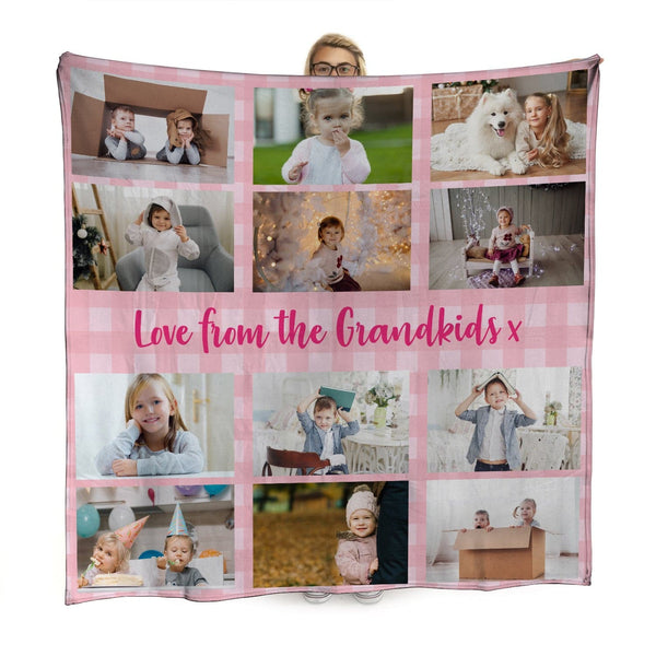 Pink Gingham Photo Blanket for Her