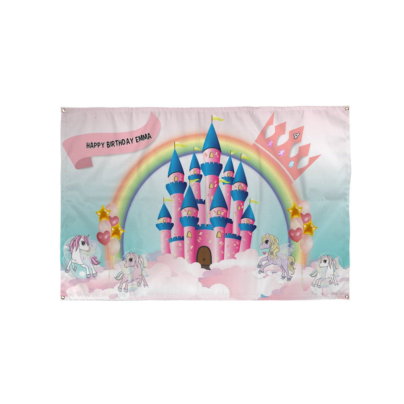 Personalised Text - Princess Party Backdrop - 5ft x 3ft