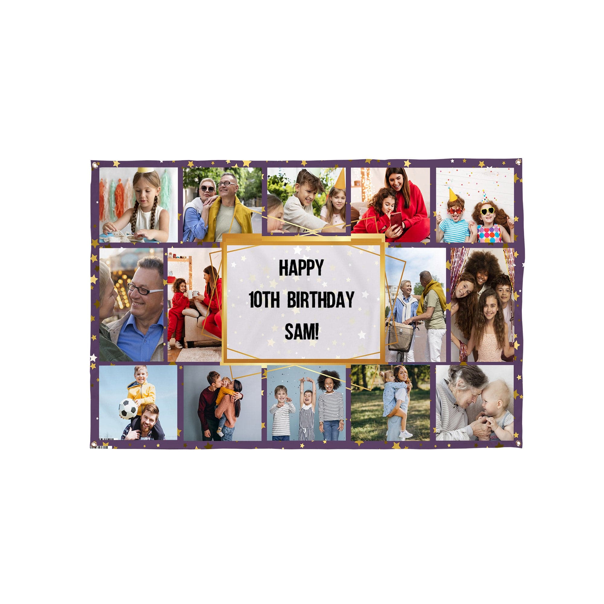 Any Occasion Star Photo Banner - 5 Colourways - Edit Text - 5FT X 3FT
