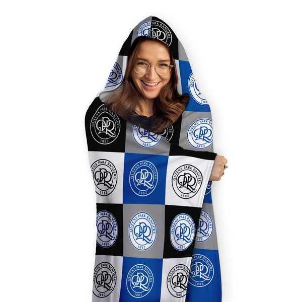 Queens Park Rangers FC - Chequered Adult Hooded Fleece Blanket - Officially Licenced