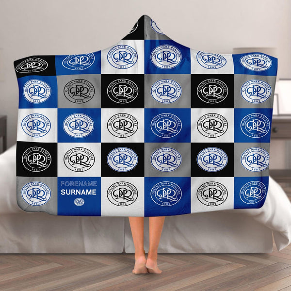 Queens Park Rangers FC - Chequered Adult Hooded Fleece Blanket - Officially Licenced