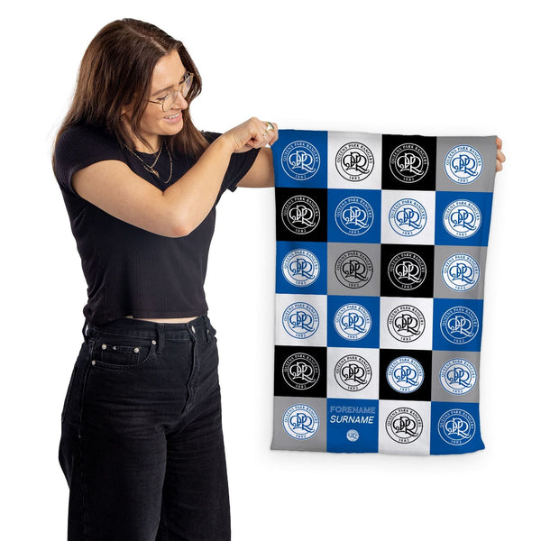 Queens Park Rangers - Chequered Personalised Tea Towel - Officially Licenced