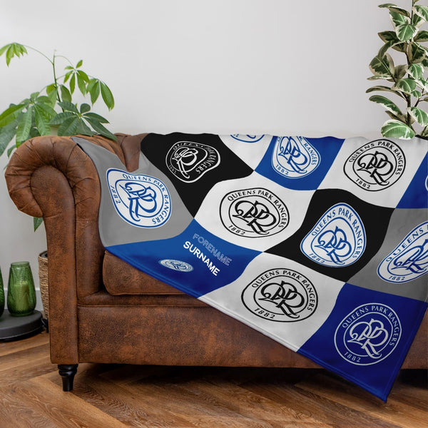 Queens Park Rangers FC - Chequered Fleece Blanket - Officially Licenced