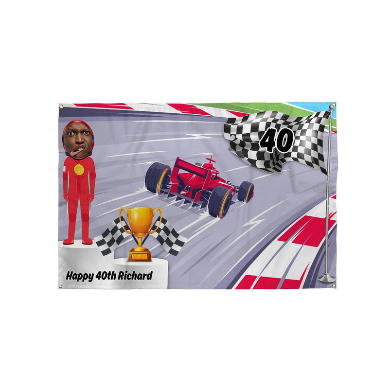 Personalised Text - Race Car Party Backdrop - 5ft x 3ft