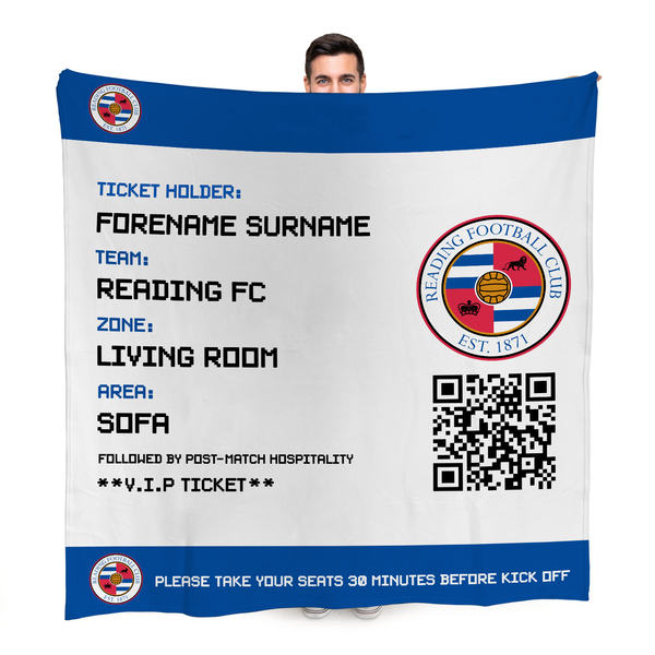 Reading FC - Football Ticket Fleece Blanket - Officially Licenced
