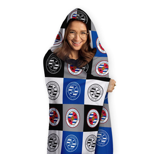 Reading FC Chequered - Chequered Adult Hooded Fleece Blanket - Officially Licenced