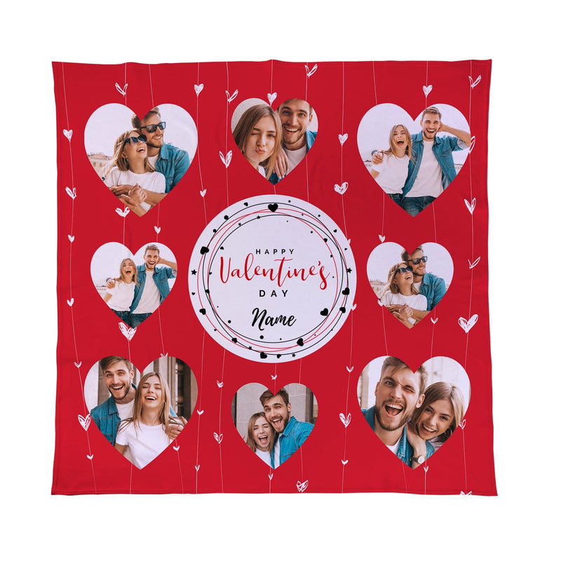 Happy Valentines Day - Personalised Heart Photo Blanket