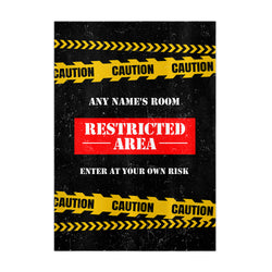 Personalised Restricted Area - A4 Metal Sign Plaque - Frame Options Available