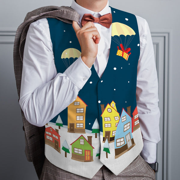 Santa Dropping Presents - Novelty Costume Fancy Dress Waistcoat ( 4 sizes available )