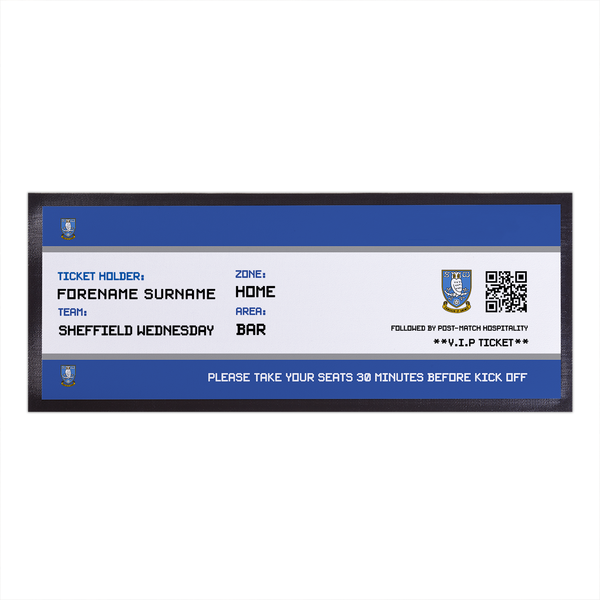 Sheffield Wednesday FC - Football Ticket Personalised Bar Runner - Officially Licenced
