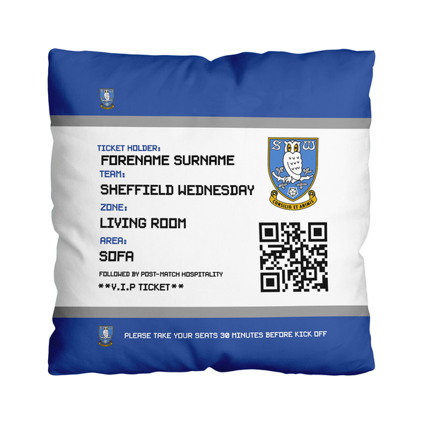 Sheffield Wednesday FC - Football Ticket 45cm Cushion - Officially Licenced