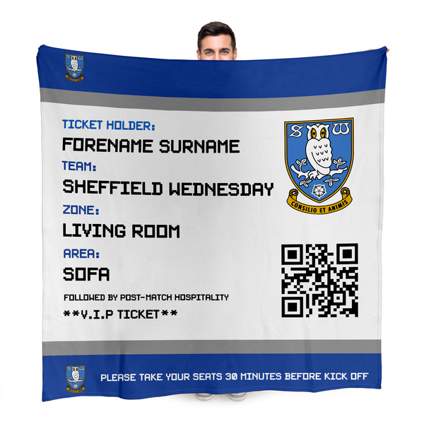 Sheffield Wednesday FC - Football Ticket Fleece Blanket - Officially Licenced